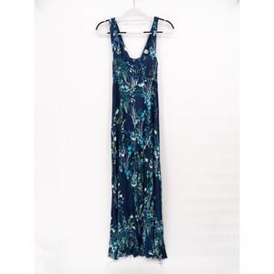 Free People One Womens XS Jumpsuit Blue Floral Sleeveless Pant Suit Playsuit